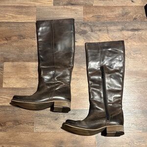 Brown Leather Knee-High Boots
